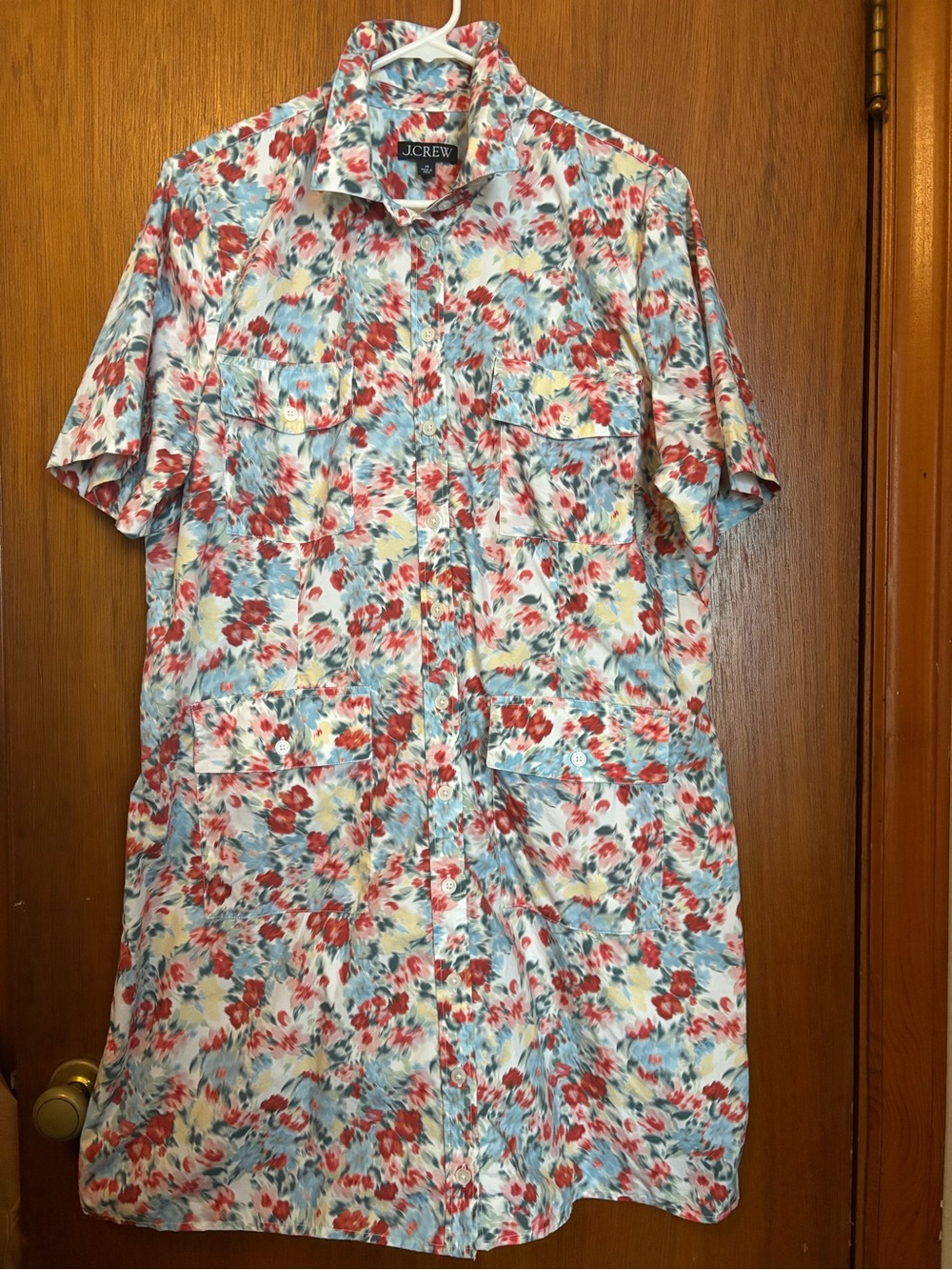 J. Crew Short-Sleeve Utility shirt-dress in floral print